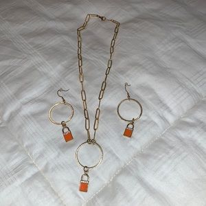 Boutique - Orange Enamel - Necklace and Earring Set